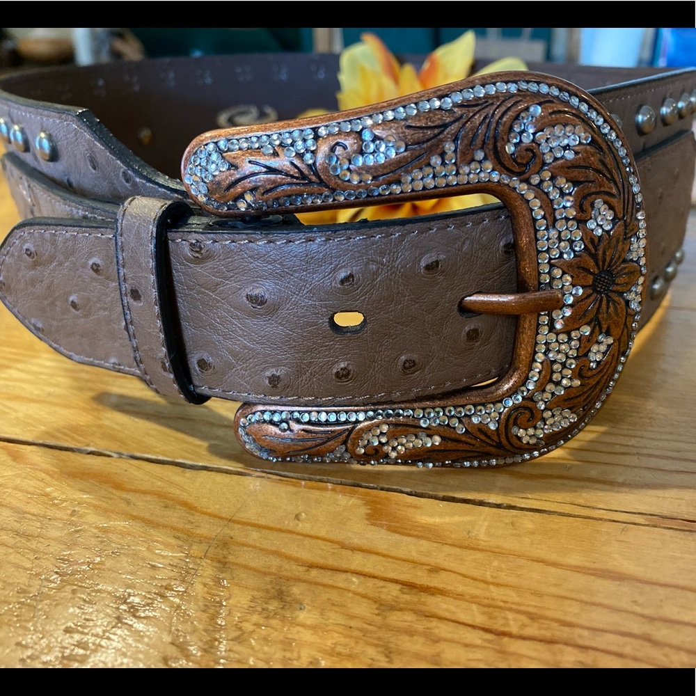 Wide Roper Ostrich Belt